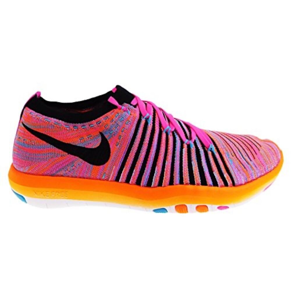 Women's Nike Free Transform Flyknit Running Shoes in Pink Blast/Total Crimson 8